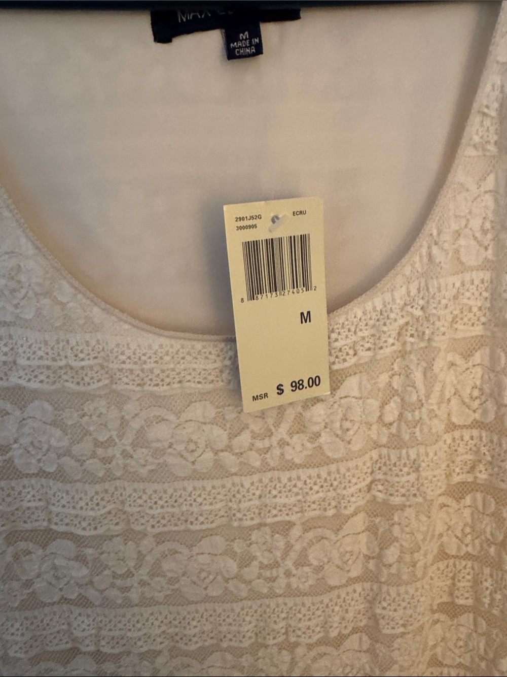 NWT $98 Max Studio / Max Edition Ivory Lace Sleeveless Maxi Dress, Medium - Picture 3 of 8